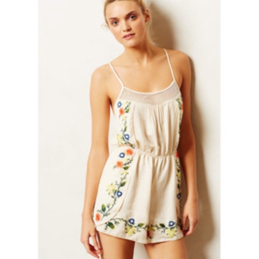 Anthropologie Eloise Embroidered Romper